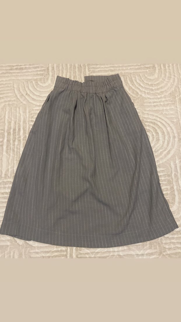 Düğmeli Midi Keten Etek - Görsel 2