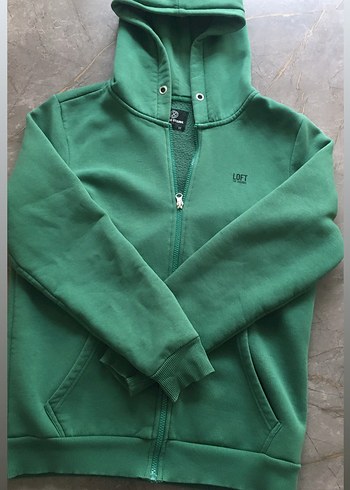 Kadın Yeşil Kapüşonlu Fermuarlı Sweatshirt - Görsel 3