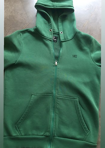 Kadın Yeşil Kapüşonlu Fermuarlı Sweatshirt - Görsel 2