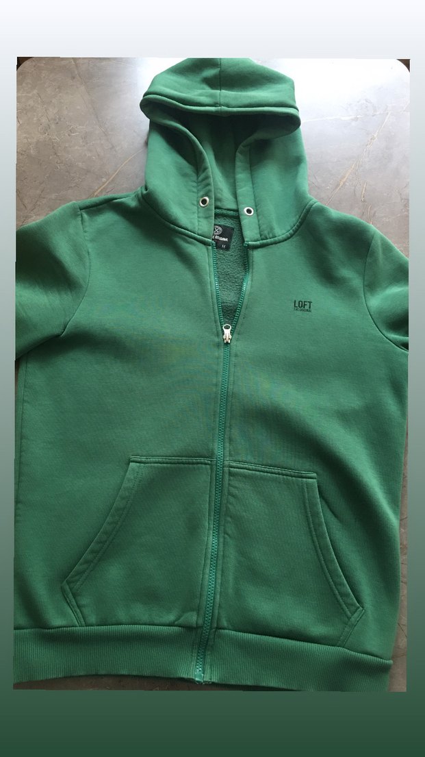 Kadın Yeşil Kapüşonlu Fermuarlı Sweatshirt - Görsel 2