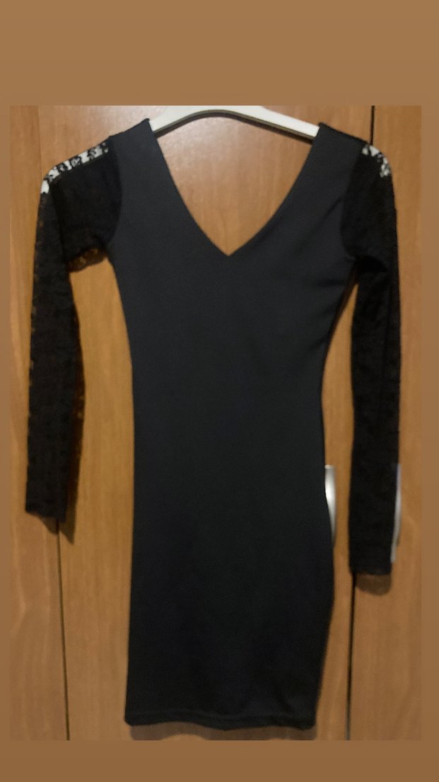 Dantel Kollu Siyah Midi Gotik Elbise - Görsel 2