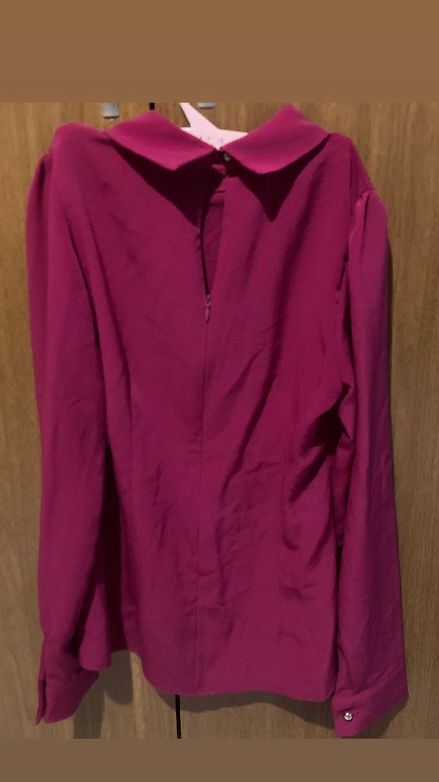 Düğmeli Yüksek Yakalı Pembe Kadın Gömlek - Görsel 2