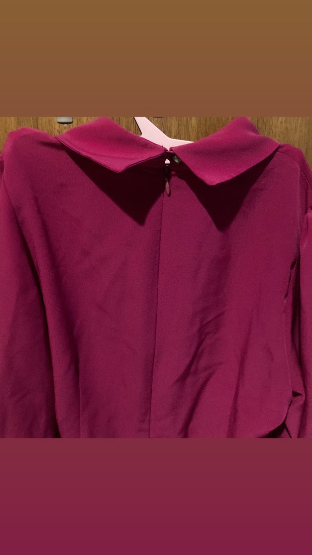 Düğmeli Yüksek Yakalı Pembe Kadın Gömlek - Görsel 3