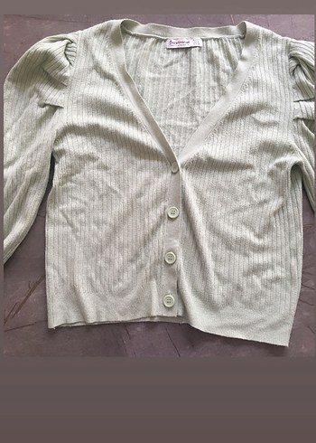 Düğmeli V Yaka Mini Hırka - Görsel 4