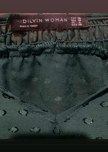 Yeşil V Yaka Fırfırlı Kadın Bluz - Görsel 4