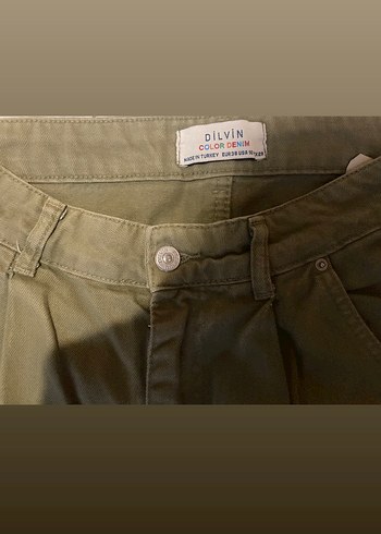 Kadın Haki Keten Rahat Kesim Pantolon - Görsel 3