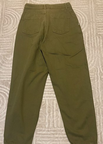 Kadın Haki Keten Rahat Kesim Pantolon - Görsel 2