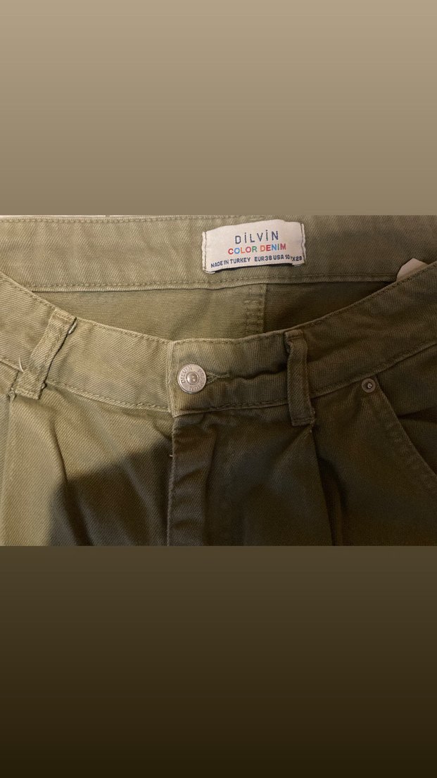 Kadın Haki Keten Rahat Kesim Pantolon - Görsel 3