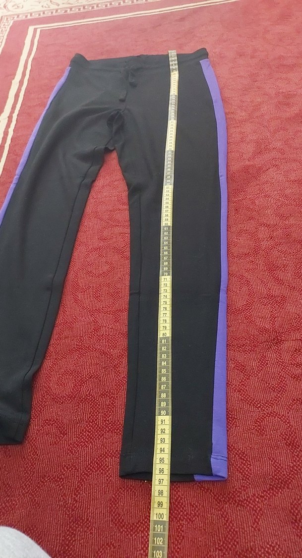 Mor Şeritli Siyah tayt - Görsel 2