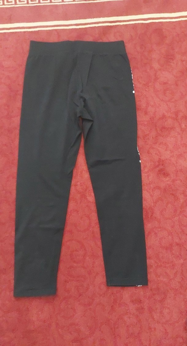 Siyah Baskılı Elastik Kadın Tayt - Görsel 5