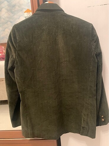 s Beden yeşil Renk Fitilli kadife blazer ceket