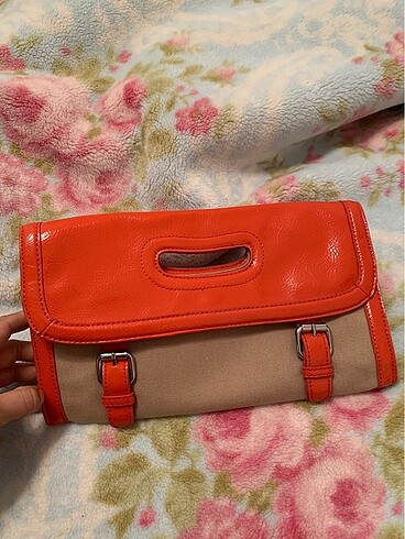 Nine west turuncu clutch çanta