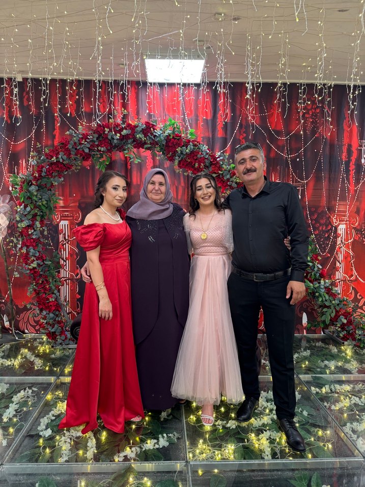 Kırmızı Drapeli Uzun Abiye Elbise - Görsel 2