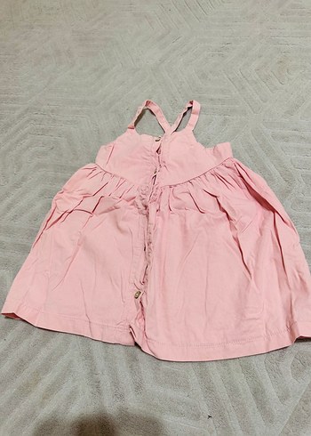 Kız Çocuk Pembe Askılı Keten Elbise