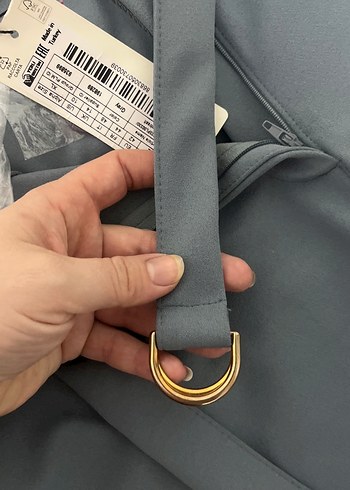 Gri Beli Kemerli Rahat Kumaş Kadın Pantolon - Görsel 3