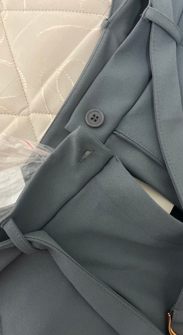 Gri Beli Kemerli Rahat Kumaş Kadın Pantolon - Görsel 5