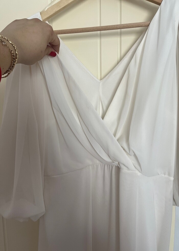 Beyaz Çekim elbisesi - Görsel 5