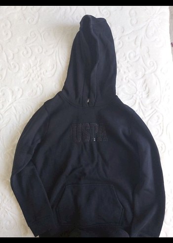 Siyah Kapüşonlu Kadın Sweatshirt - Görsel 4