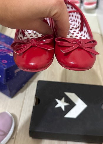 Kız Çocuk Kırmızı Fiyonk Detaylı Babet - Görsel 4