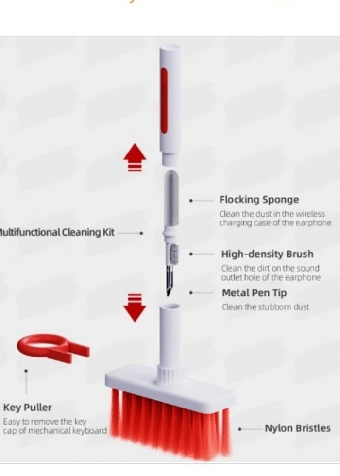 Klavye ve kulaklık temizlene fırçası  - Görsel 3