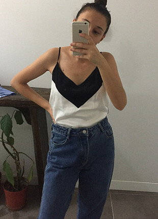 Mango s beden inçe askı şık bluz 