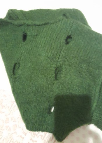 Kadın Koyu Yeşil Triko Kazak - Görsel 3