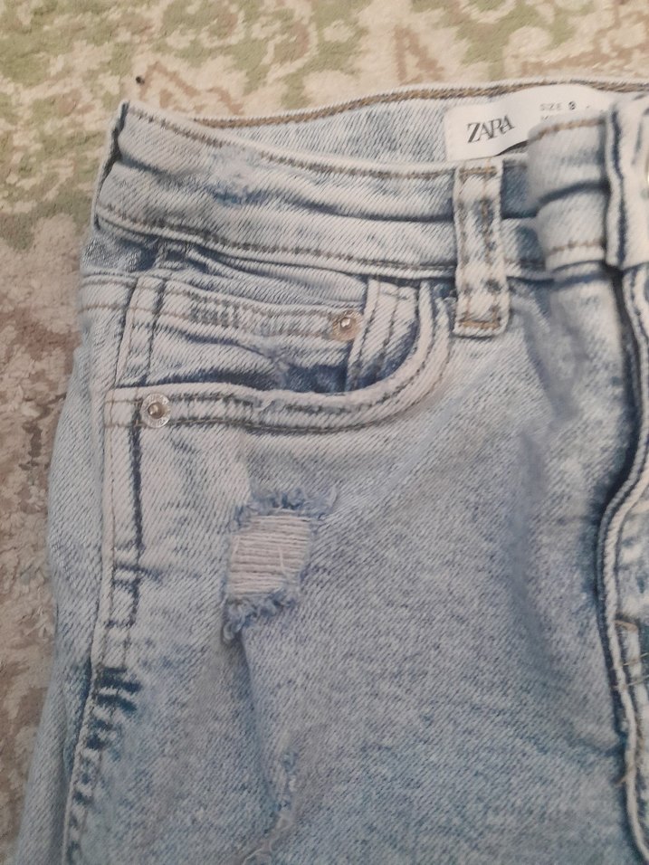 Gri Batik Desenli Bol Kesim Kız cocuk Jean - Görsel 4