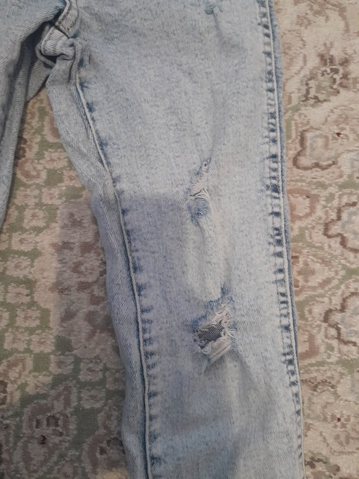 Gri Batik Desenli Bol Kesim Kız cocuk Jean - Görsel 3