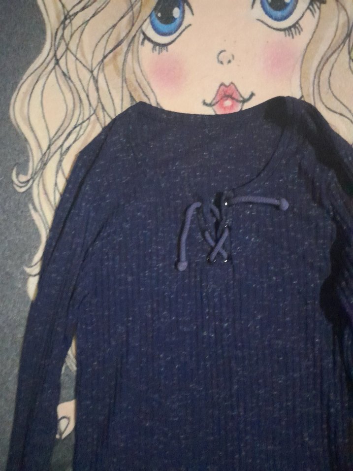 Lacivert V Yakalı Triko Kadın Kazak - Görsel 2