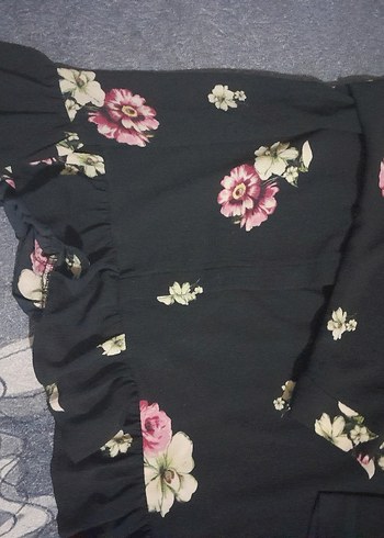 Uzun Kollu Siyah Çiçekli Hamile Tunik - Görsel 5