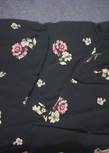 Uzun Kollu Siyah Çiçekli Hamile Tunik - Görsel 4