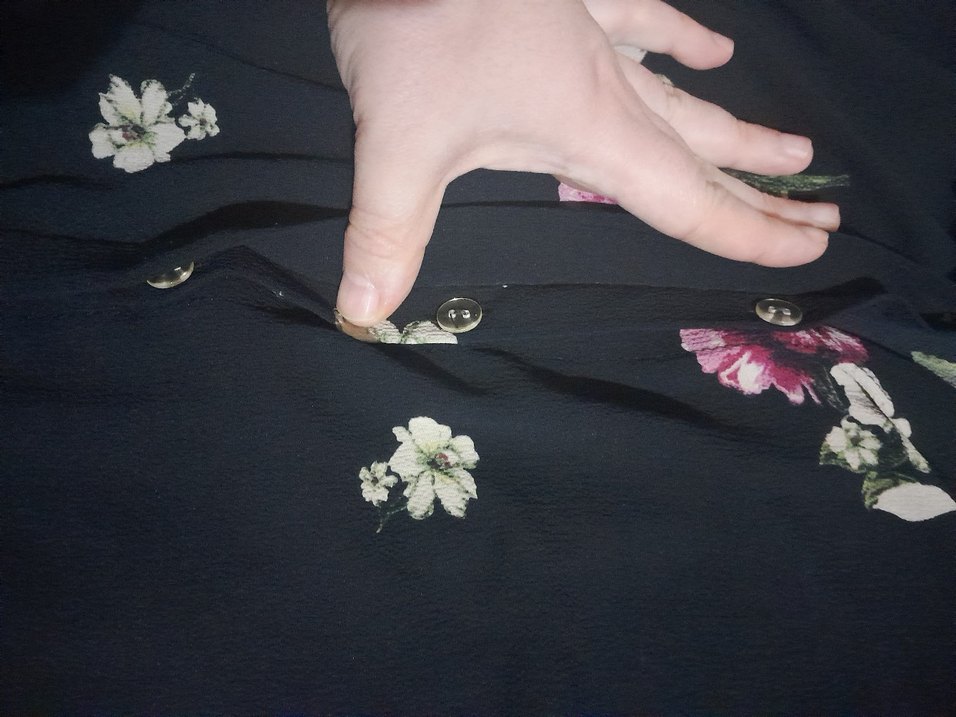 Uzun Kollu Siyah Çiçekli Hamile Tunik - Görsel 3