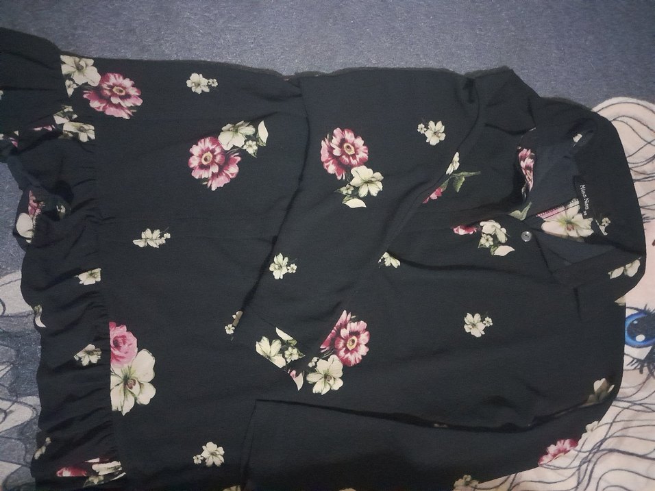 Uzun Kollu Siyah Çiçekli Hamile Tunik - Görsel 4