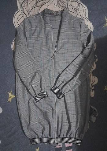 Gri Midi Hamile Ceket Fermuarlı - Görsel 2