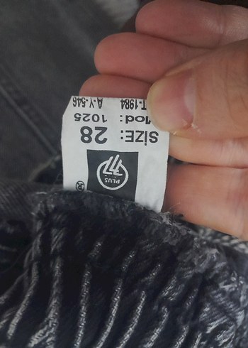 Gri Bol Kesim Midi Kot Pantolon - Görsel 5