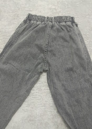 Gri Bol Kesim Midi Kot Pantolon - Görsel 6