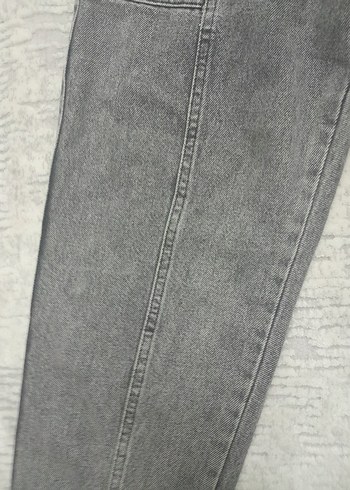 Gri Bol Kesim Midi Kot Pantolon - Görsel 3