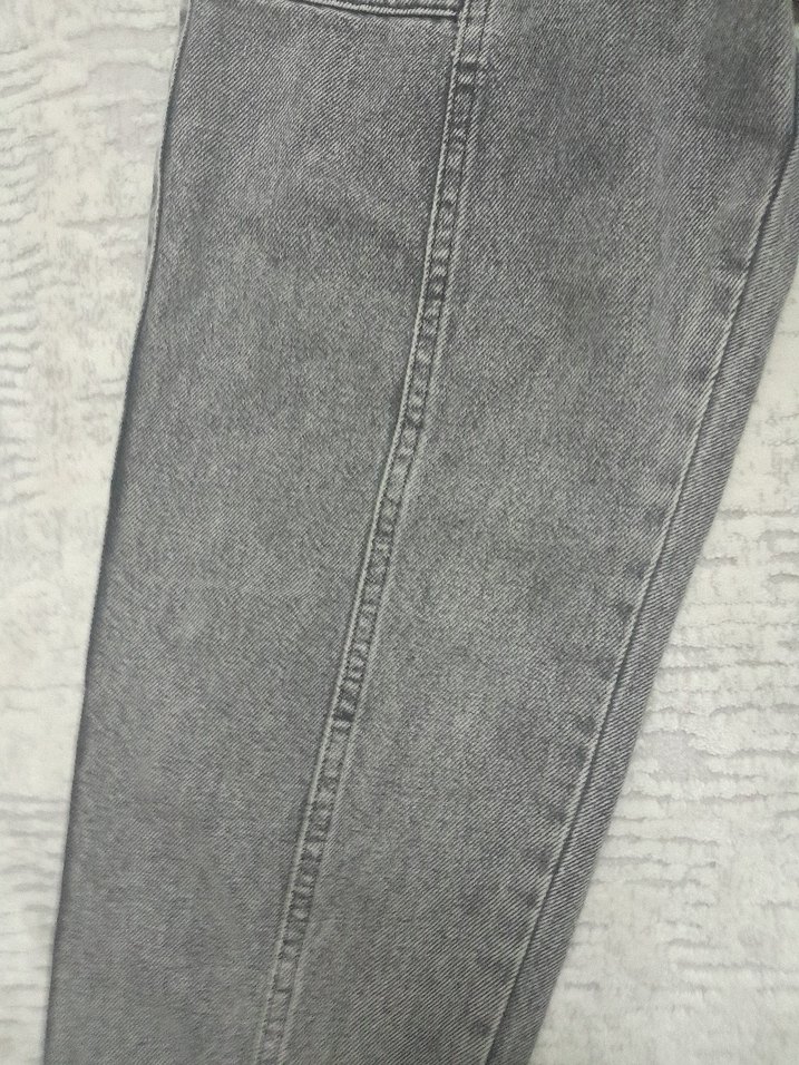 Gri Bol Kesim Midi Kot Pantolon - Görsel 3