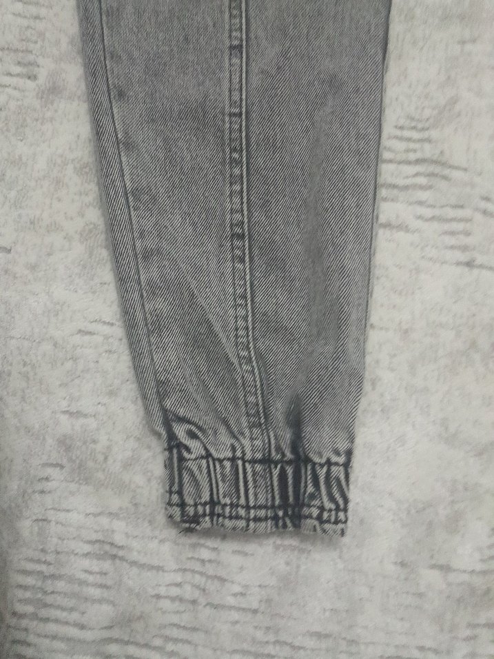 Gri Bol Kesim Midi Kot Pantolon - Görsel 4