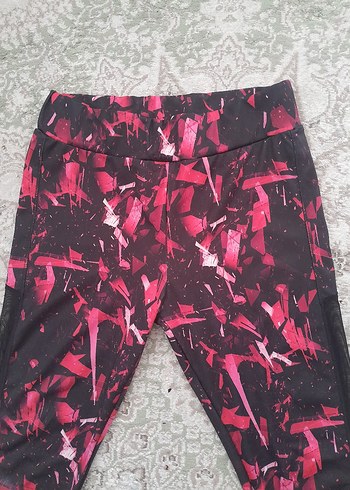 s Beden pembe Renk Pembe Batik Desenli Kadın Spor Tayt