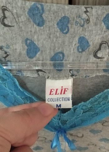 Penti Mavi Kalp Desenli V Yaka Kadın Gecelik