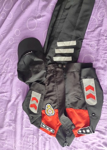 Gri Biker Çocuk Takımı, Düğmeli, Baskılı - Görsel 5