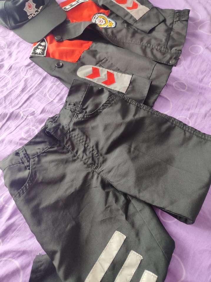 Gri Biker Çocuk Takımı, Düğmeli, Baskılı - Görsel 3