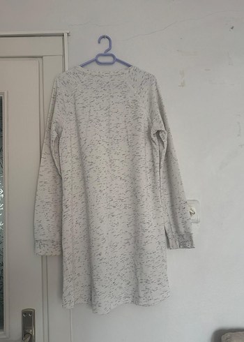 Gri Triko Midi Elbise, Uzun Kollu, Bol Kesim - Görsel 2