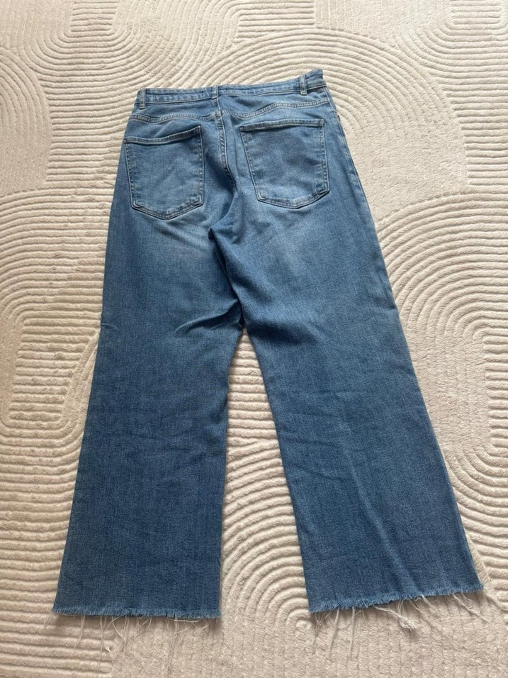 Geniş Kesim Midi Boy Mavi Kadın Kot Pantolon - Görsel 2