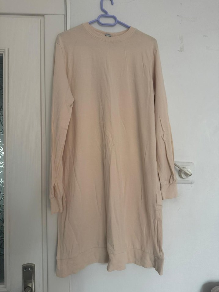 Bej Uzun Kollu Keten Kadın Tunik - Görsel 2