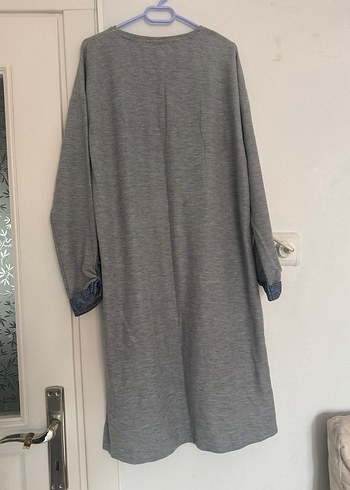 Gri Uzun Kollu Kadın Tunik LACE Detaylı - Görsel 2