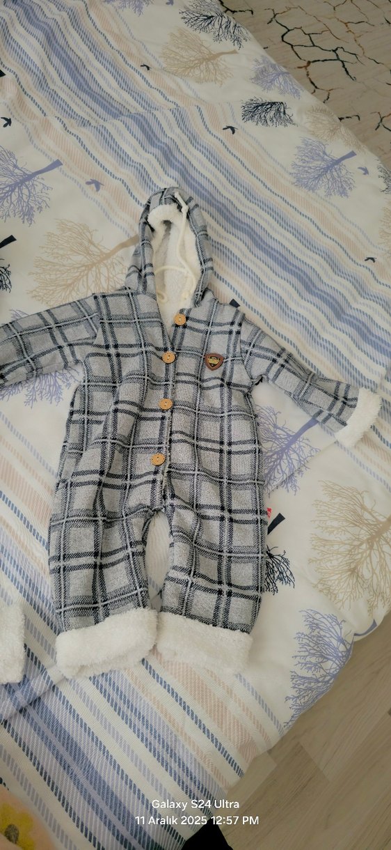 Gri Ekose Bebek Polar Tulumu 6 9 ay 9 12 ay ikisinin fiyatıdır - Görsel 2