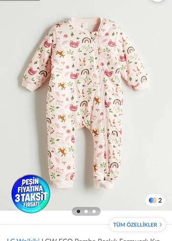 Pembe Desenli Kız Bebek Tulum - Görsel 3