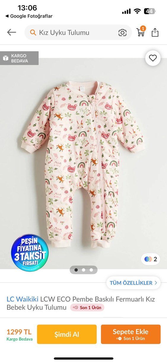 Pembe Desenli Kız Bebek Tulum - Görsel 3